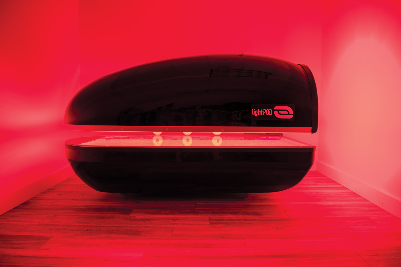 One of the Light Lounge red light therapy pods in Southlake, TX.